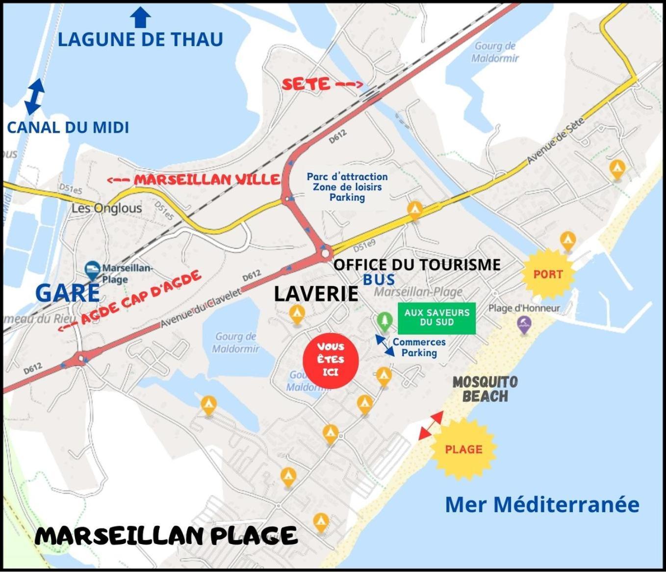 Residence Le Sunset Marseillan-Plage, Entre Mer Et Lagune De Thau, Etape Velo, Famille, Couple, Vrp, Toutou Admis, Jardin, Parking Prive Gratuit, Velos, Clim, Wifi Fibre Gratuite, Commodites, Plage Et Piste Cyclable A Proximite, 6 Couchages Nous Cont 外观 照片